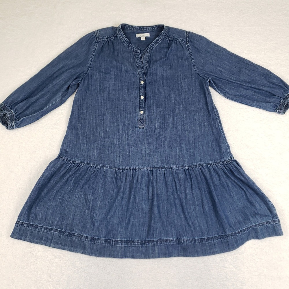 Free Assembly Womens Blue Denim Tiered Babydoll Mini Dress Medium Wash Small